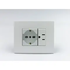 SINTHESI - TOMACORRIENTE DOBLE SCHUKO Y AMERICANO S33 PLACA BLANCA MATE