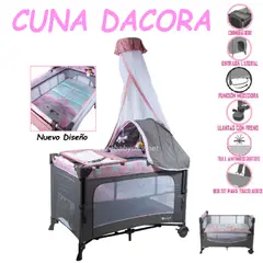 EBABY - Nueva Cuna Corral Dacora Con Diseño - Rosa