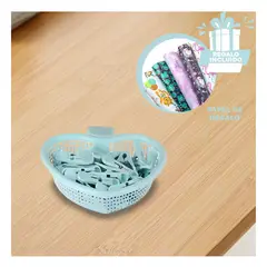 GENERICO - Pack9 Cesto Compacto con Ganchos en Verde Y+Papel de Regalo