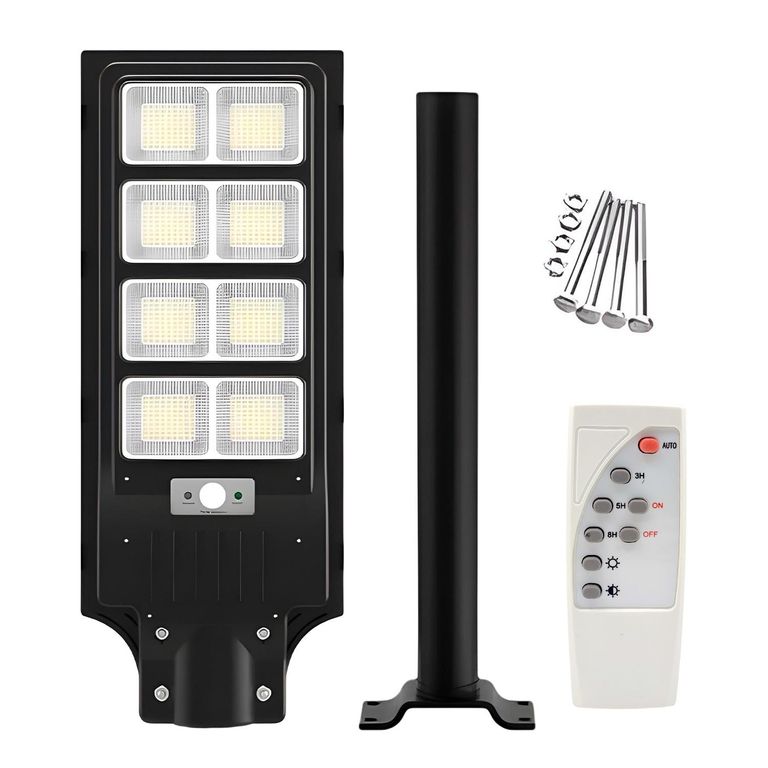 Reflector Lampara Farola Con Panel Solar Exterior + Control + Sensor