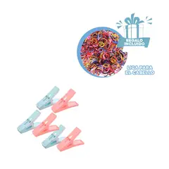 GENERICO - Pack4 Ganchos de Plástico para Toda Prenda Y+Ligas de Regalo