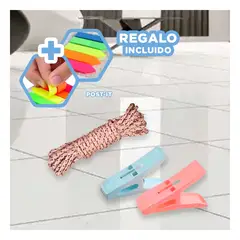 GENERICO - Pack9 Ganchos para Ropa Cuadrado Y+Banderitas Adhesivas