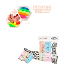 GENERICO - Pack5 Ganchos Elegantes de 2 Colores Y+Banderitas Adhesivas