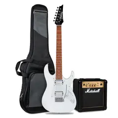 IBANEZ - Guitarra Eléctrica GRX20W-WH con Amplificador Marshall MG10