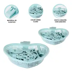 GENERICO - Pack9 Cesto Cómodo y Funcional con Ganchos en Color Verde