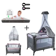 EBABY - Cuna Corral Dacora - Colchon P-Rosa
