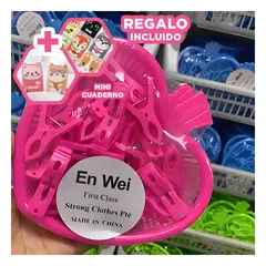 GENERICO - Pack5 Canasta Bonita con Ganchos en Rosado Y+Regalo Agendita