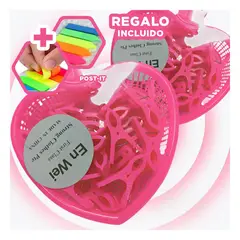 RYBIU IMPORT - Pack6 Cesto Corazon en Color Rosado Y+Banderitas Adhesivas