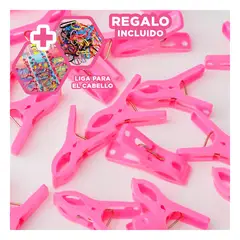 RYBIU IMPORT - Pack6 Cesto Practico con Ganchos en Rosado Y+Ligas de Regalo