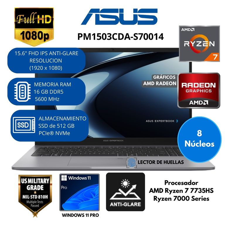 Laptop ExpertBook AMD Ryzen 7 (PM1503CDA-S70014) RAM 16 GB SSD 512 GB 15.6"FHD Windows 11 PRO