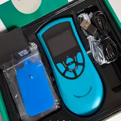 GENERICO - MASAJEADOR ELECTRICO CON 8 PARCHES TENS ELECTRODOS-celeste