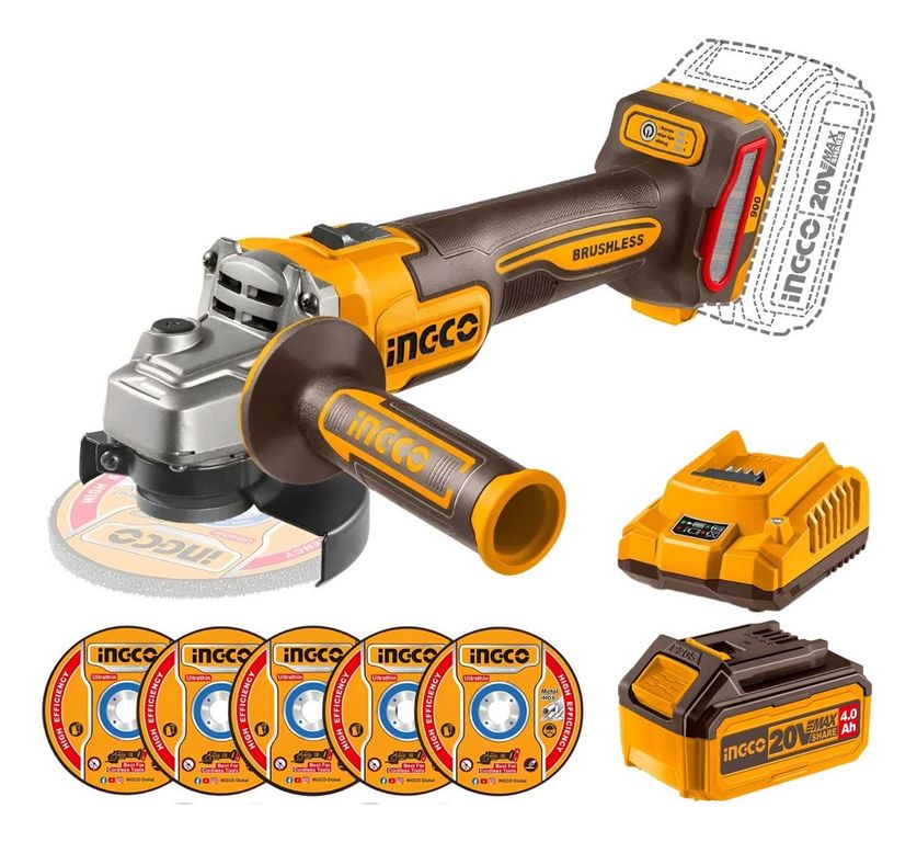 Amoladora inalambrica 900w + bateria 4ah y cargador industrial