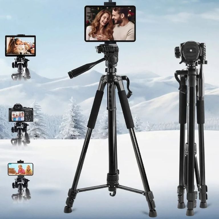 Tripode para Celular Camara Proyector Aluminio 166 cm 360° Rosca 1/4