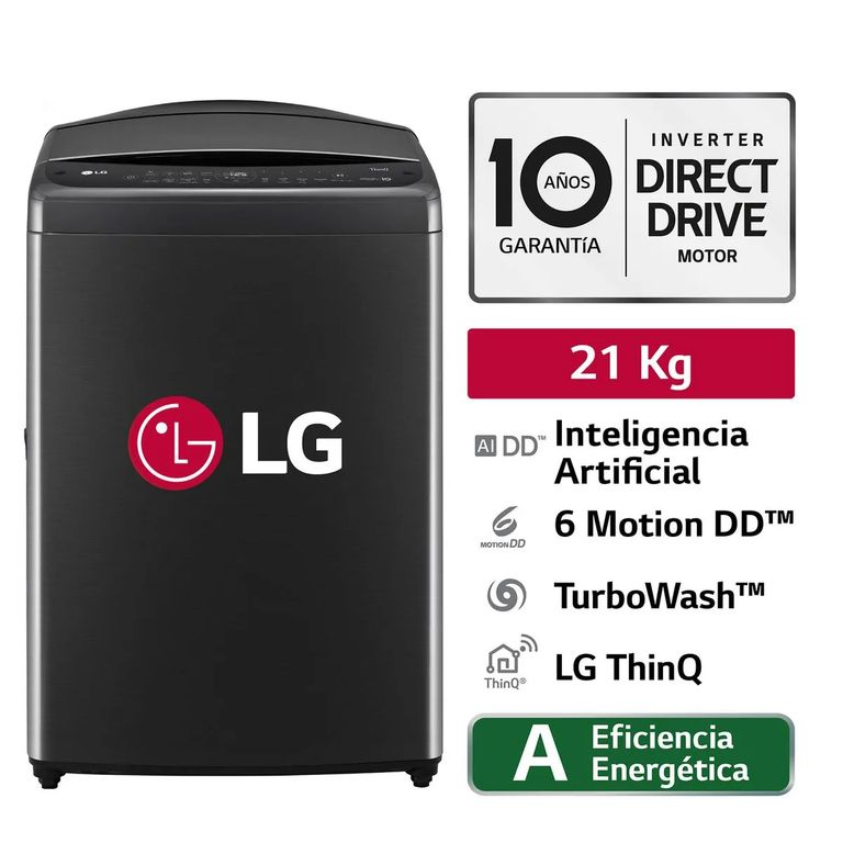 Lavadora 21Kg AI DD Carga Superior Negro Plateado