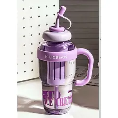 GENERICO - TOMATODO VASO BOTELLA ICE CREAM CON CAÑITA DE 1400 ML COLOR FUCSIA