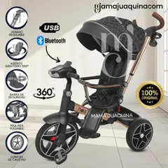 KIDS - Triciclo Guiador Giratorio 3 en1 «NEO» con Bluetooth Black
