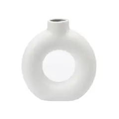 INSPIRA - Florero circular plástico decorativo blanco 20 cm