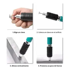 GENERICO - KIT PISTOLA REMACHADORA DE CLAVOS + 100 CLAVOS + REPUESTOS