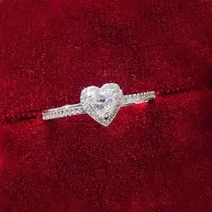 LA TIENDA 88 JOYAS Y ACCESORIOS - La Tienda 88 - Anillo De Compromiso Mujer Mini Corazon Bañado - Blanco