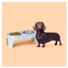 RIMAX - COMEDERO ALTO PARA PERROS PEQUEÑOS GRIS