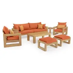 MOBILIARI - SALA TERRAZA ELY XL 3-1-1 + 2 BANCAS + MESA CENTRO NARANJA