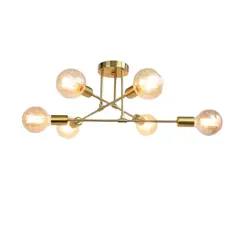 CEMLIGHTING - Lámpara de techo getafe dorado INCLUYE 6 focos y kit de limpieza