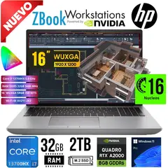 HP - LAPTOP ZBook Fury G10 16 Core i7-13700HX 16" WUXGA RAM 32GB SSD 2TB NVIDIA RTX 2000 8GB W11 PRO