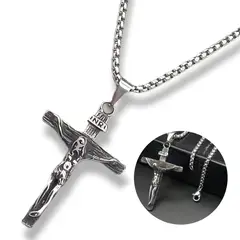 GENERAL - Collar Cruz De Acero Inoxidable 60 Cm - Mary Beautiful