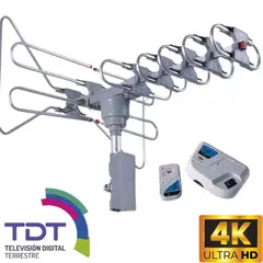 GENERICO - Antena Amplificada Aérea Hd Tv Rotor 360 Booster Y Control Remoto.