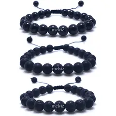 GENERICO - Pack de Pulseras Negras Regulables para Mujer y Hombre