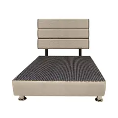 MUEBLES MACRUMO - Cama + Cabecera Moty con tela antifluida de Queen color Beige