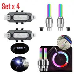 OEM - Set de Luces para Bicicleta RGB: 2 Traseras y 2 para Ruedas