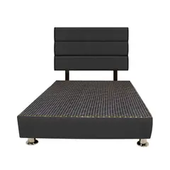 MUEBLES MACRUMO - Cama + Cabecera Moty con tela antifluida King color Negro
