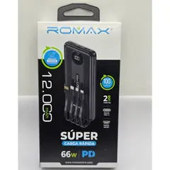 ROMAX - CARGADOR POWER BANK 12000mAh 66W 2PORT USB 1PD