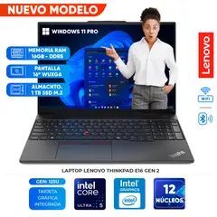 LENOVO - Laptop ThinkPad E16 Gen 2, Core Ultra 5 125U, 16GB DDR5, 1TB SSD, 16" WUXGA IPS