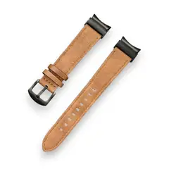 GENERICO - Correa Cuero Samsung Watch 4-5-6-7 Huawei 20mm Negro-MARRON Claro