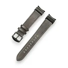 GENERICO - Correa Cuero Samsung Watch 4-5-6-7 Huawei 20mm Plomo-Negro
