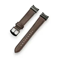 GENERICO - Correa Cuero Samsung Watch 4-5-6-7 Huawei 20mm Negro-Marron oscuro