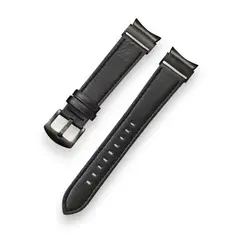 GENERICO - Correa Cuero Samsung Watch 4-5-6-7 Huawei 20mm Negro-Negro