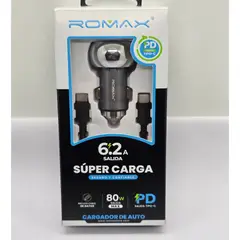 ROMAX - CARGADOR PARA CARRO PORT PD INCLUYE CABLE DATOS TIPO C 80W
