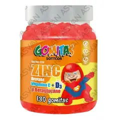 GENERICO - GOMITAS DE ZINC ORODATE PARA NIÑOS 130 UNIDADES SOTTCOR 100GR