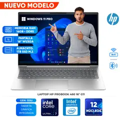 HP - Laptop Probook 460 G11, CORE ULTRA 7 155U, 16GB DDR5, 1TB SSD, 16" LCD LED WUXGA UWVA