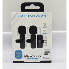 ROMAX - MICROFONO INALAMBRICO PORTATIL PUERTO TIPO C 20 MtS DE RECEPCI0N