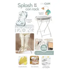 CAM - BAÑERA SPLASH GRIS CON RACK DE SOPORTE Y ACCESORIOS