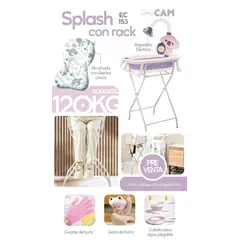 CAM - BAÑERA SPLASH LILA CON RACK DE SOPORTE Y ACCESORIOS