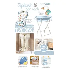 CAM - BAÑERA SPLASH CELESTE CON RACK DE SOPORTE Y ACCESORIOS