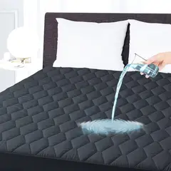 GENERICO - PROTECTOR DE COLCHÓN IMPERMEABLE ANTIÁCAROS NEGRO 2 PLZ DYV