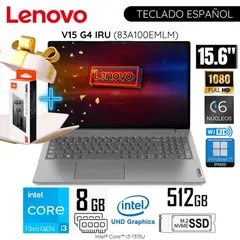 LENOVO - Laptop V15 G4 IRU Intel Core i3-1315U 8GB RAM 512GB SSD 15.6" FHD 83A100EMLM+Regalo