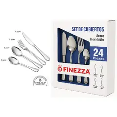FINEZZA - Set de Cubiertos 24 Piezas Acero Inoxidable Modelo 580