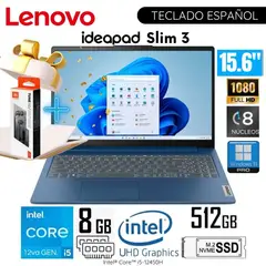 LENOVO - Laptop Ideapad Slim 3 15IAH8 Intel Core i5-12450H 8GB RAM 512GB SSD 15.6" FHD + Regalo